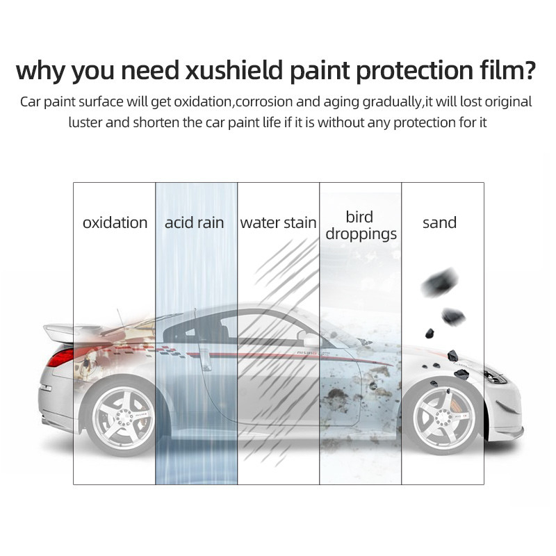 XUSHIELD 10 साल की वारंटी पीपीएफ फिल्म 7.5Mil 8.5Mil एंटी स्क्रैच हीट मरम्मत स्पष्ट नैनो सिरेमिक पेंट सुरक्षा फिल्म टीपीयू