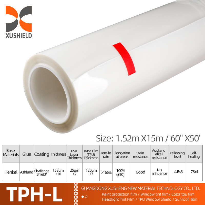 TPH 1.52*15M उच्च चमकदार रोल CLEAR पारदर्शी चिपकने वाला कार बॉडी पेंट संरक्षण Ppf फिल्म Tph
